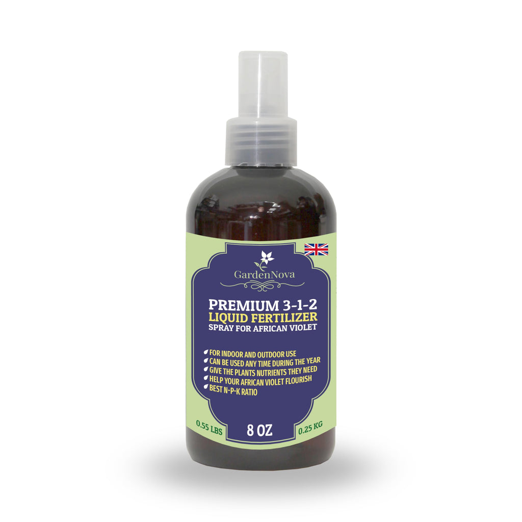Professional African Violet Spray Fertilizer Mist for Home Gardening | 3-1-2 Gentle Blend Mist for Healthy Leaves and Growth - 8oz