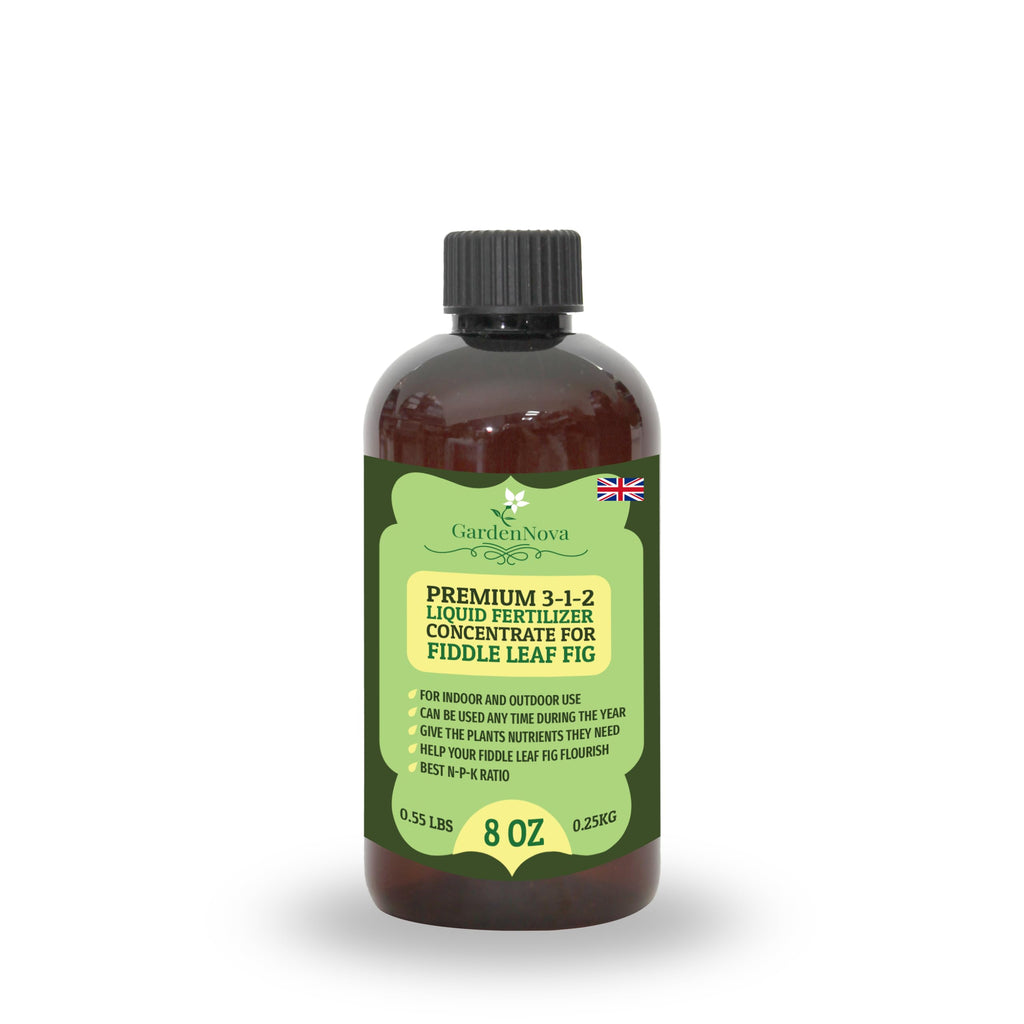 Premium Liquid Fiddle Leaf FIG Plant Fertilizer - 3-1-2 Concentrate for Indoor Plants and Flowers by GardenNova | Organic Plant Food for Fiddle Leaf Fig - 8oz
