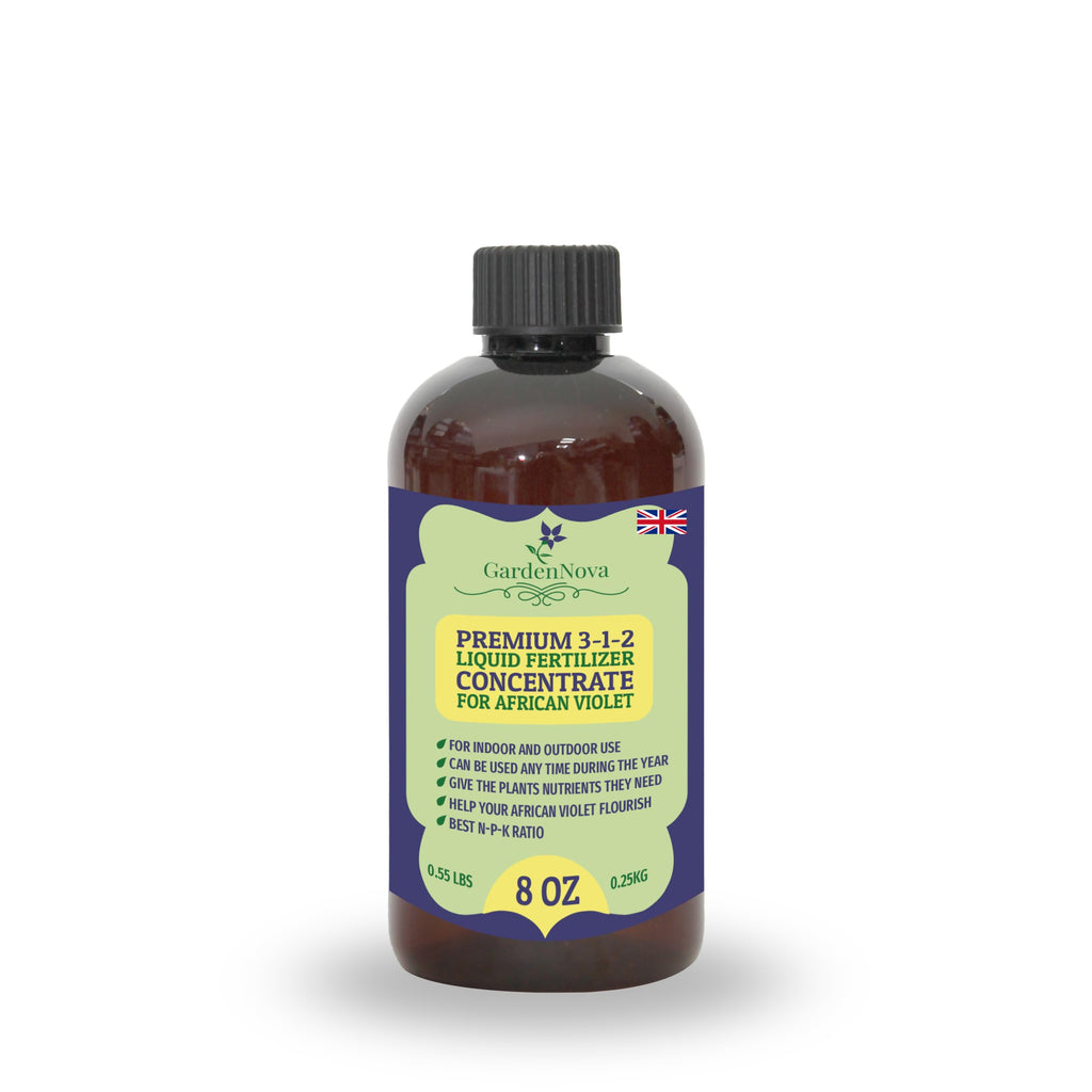 Premium Liquid African Violets and Gesneriad Plant Fertilizer - 3-1-2 Concentrate for Indoor Plants and Flowers by GardenNova | Organic Plant Food for African Violets and Gesneriad Plants - 8oz