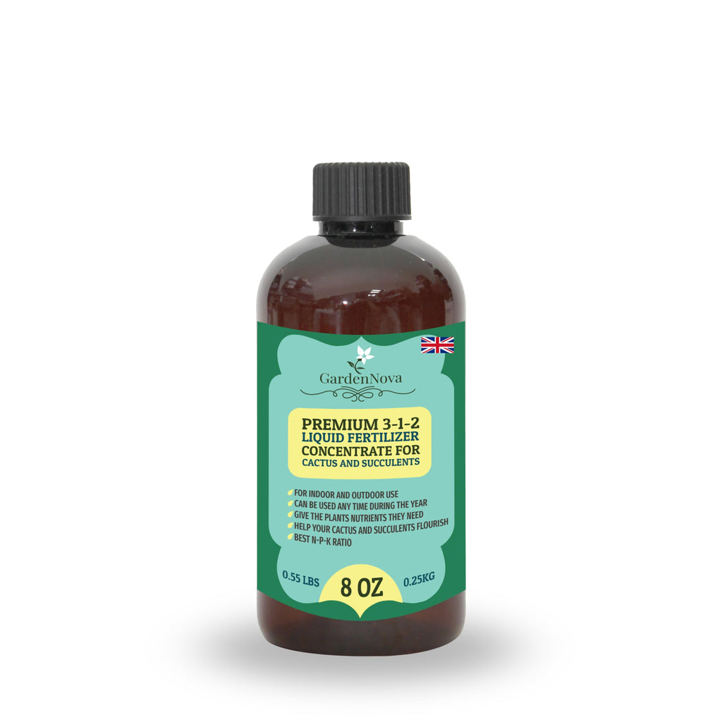 Premium Liquid Succulent Plant Fertilizer - 3-1-2 Concentrate for Indoor Plants and Flowers by GardenNova | Organic Plant Food for Succulents - 8oz