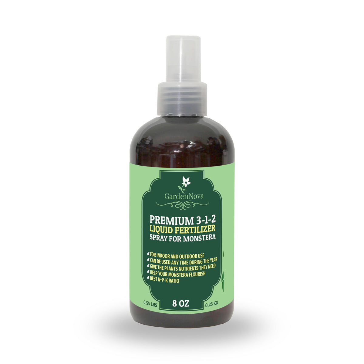 GardenNova Professional Monstera Spray Fertilizer Mist for Home Gardening | 3-1-2 Gentle Blend Mist for Healthy Leaves & Growth | Essential Nutrients for Monstera - 8oz