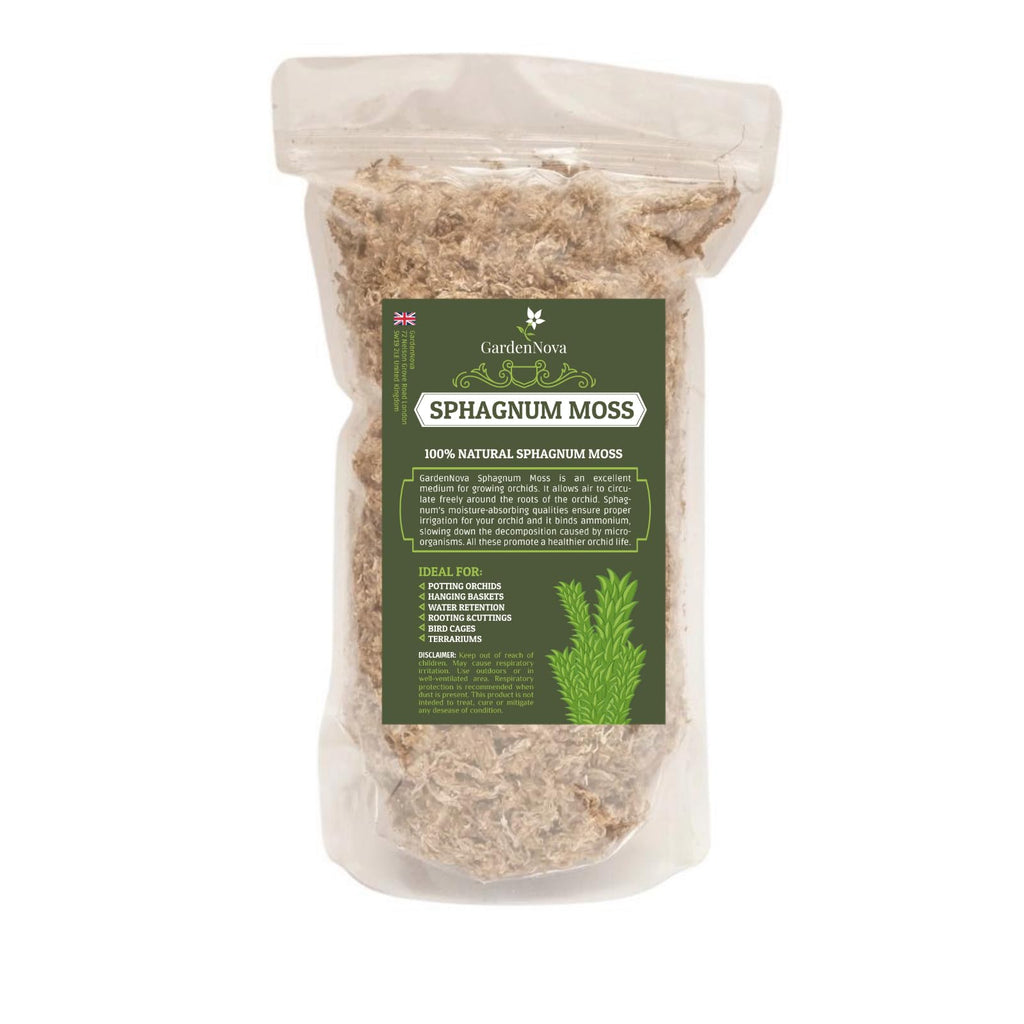 Premium Argentinian Sphagnum by GardenNova - Organic Hand Mixed Long Fibered Sphagnum Orchid - 1 Liter Bag