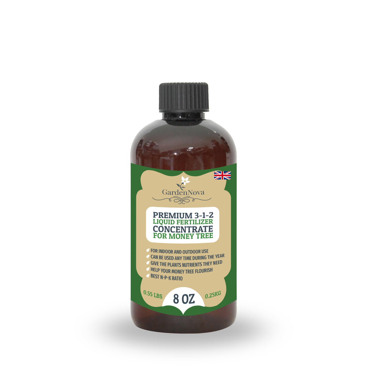 Premium Liquid Money Tree Plant Fertilizer - 3-1-2 Concentrate for Indoor Plants and Flowers by GardenNova | Organic Plant Food for Money Tree - 8oz