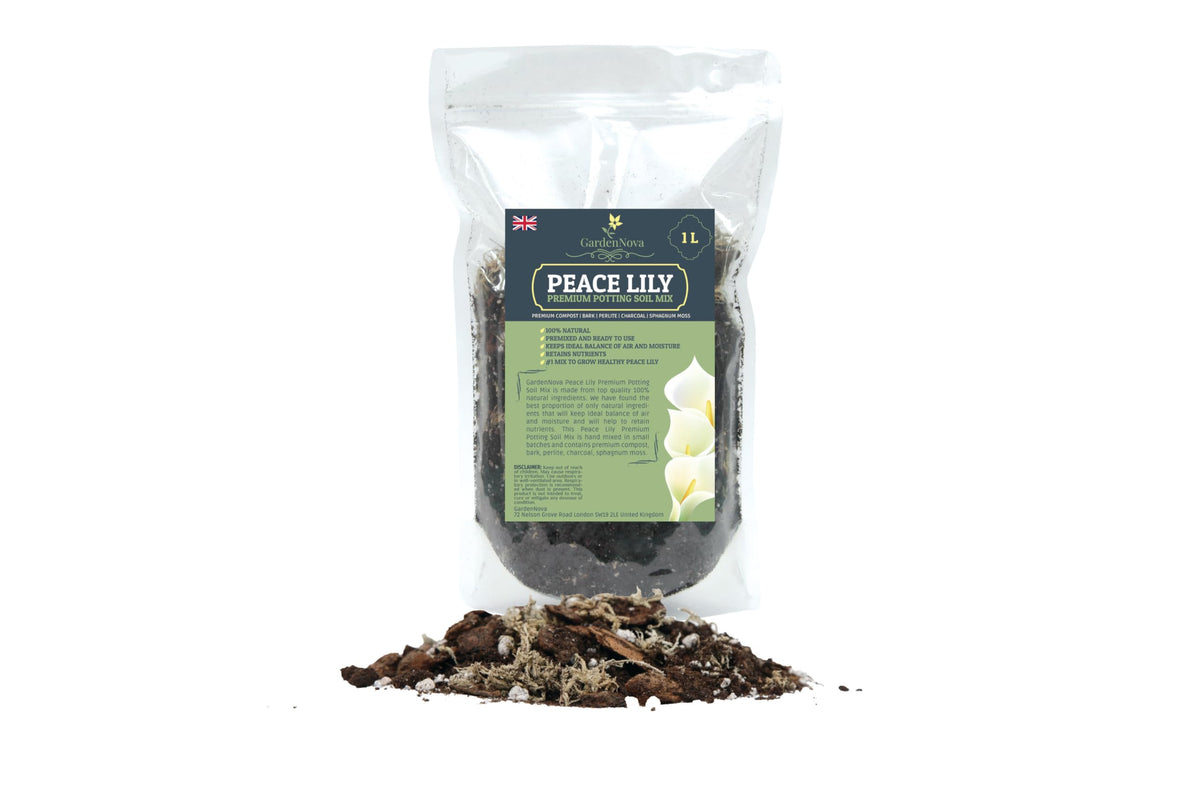 GardenNova's Expert Blend for Peace Lilies: Premium Organic Compost, Bark, Perlite, Charcoal, Sphagnum Ideal for Indoor Plants - [1-Liter Bag]