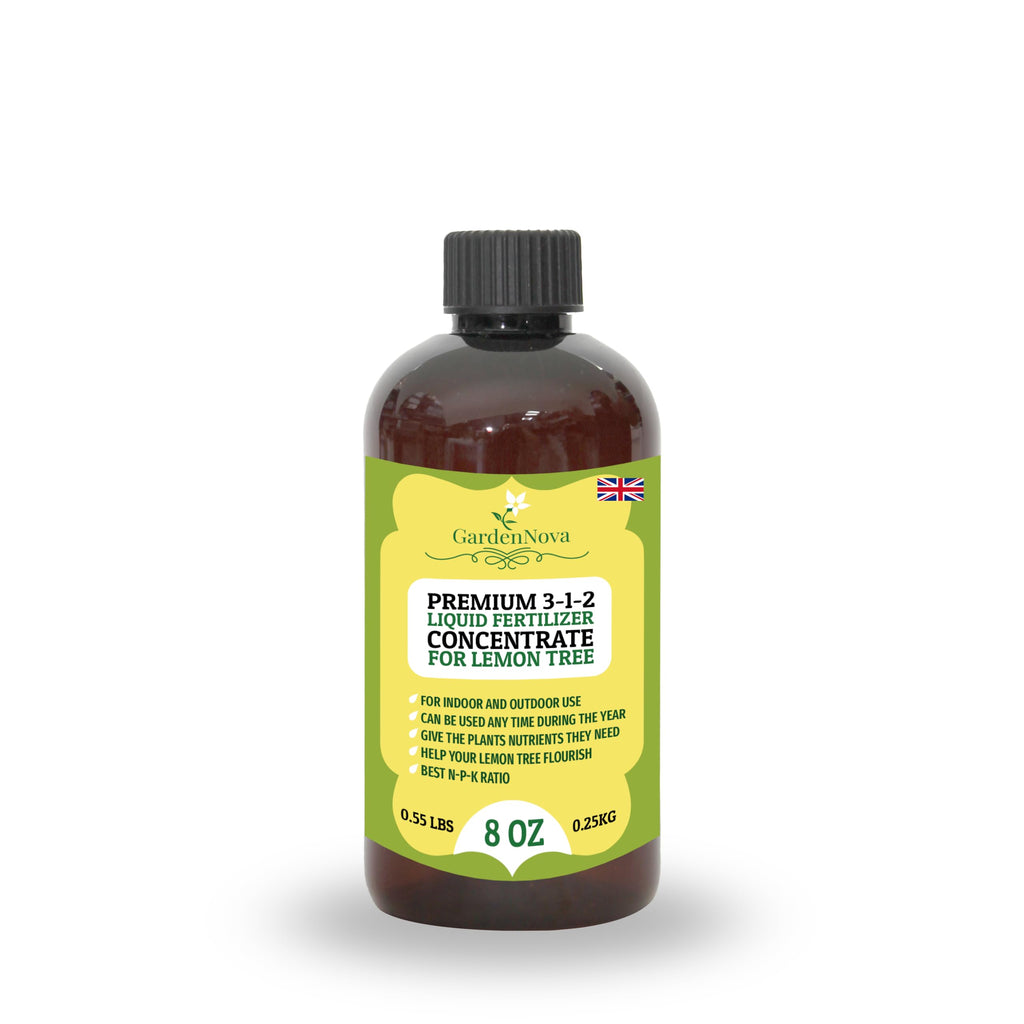 Premium Liquid Lemon Tree Plant Fertilizer - 3-1-2 Concentrate for Indoor Plants and Flowers by GardenNova | Organic Plant Food for Lemon Trees - 8oz