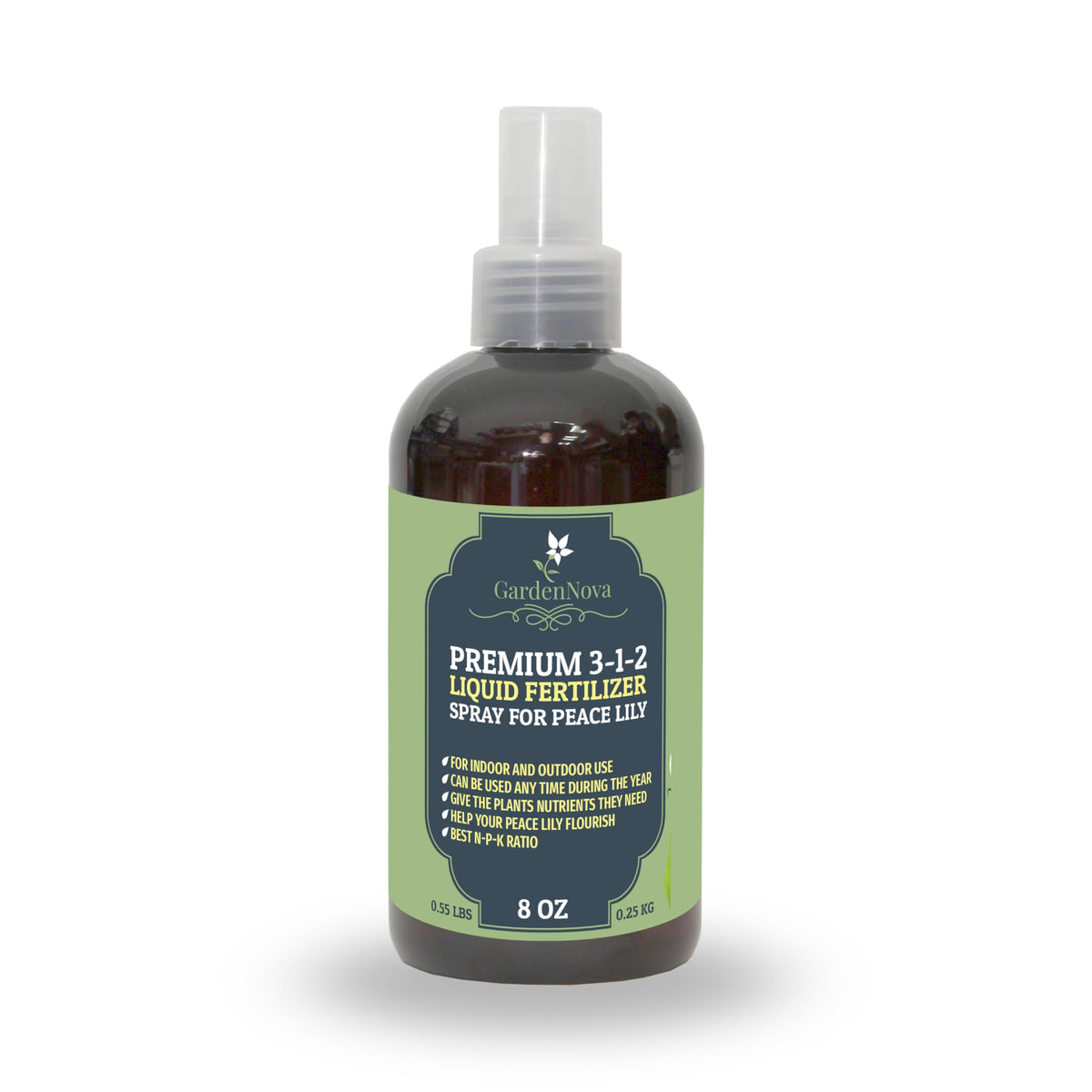 GardenNova Proffesional Peace Lily Spray Fertilizer Mist for Home Gardening | 3-1-2 Gentle Blend Mist for Healthy Leaves & Growth | Essential Nutrients for Peace Lily - 8oz