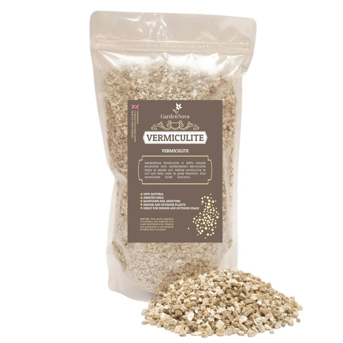 Horticultural Organic Vermiculite - Medium Grade - Natural Soil Additive for Potted Plants - Orchids - Hydroponics - Terrariums 20 Liters (4 Bags of 5 Liters)
