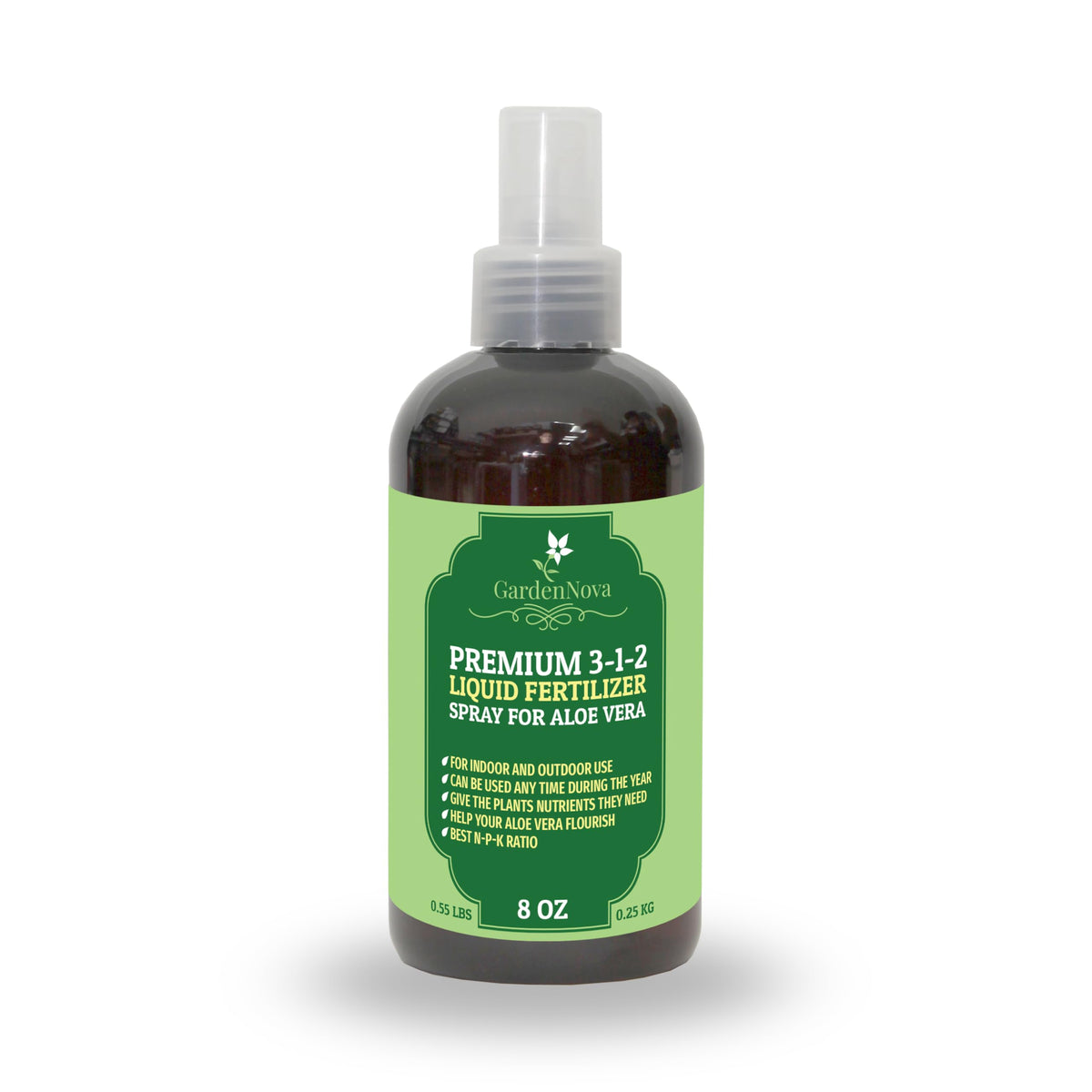 GardenNova Proffesional Aloe Vera Spray Fertilizer Mist for Home Gardening | 3-1-2 Gentle Blend Mist for Healthy Leaves & Growth | Essential Nutrients for Aloe Vera - 8oz