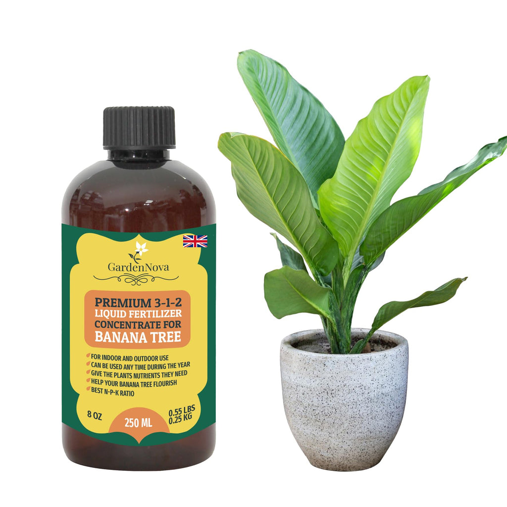 Premium Liquid Banana Tree Fertilizer - 3-1-2 Concentrate for Indoor Plants and Flowers by GardenNova | Organic Plant Food for Banana Trees - 8oz