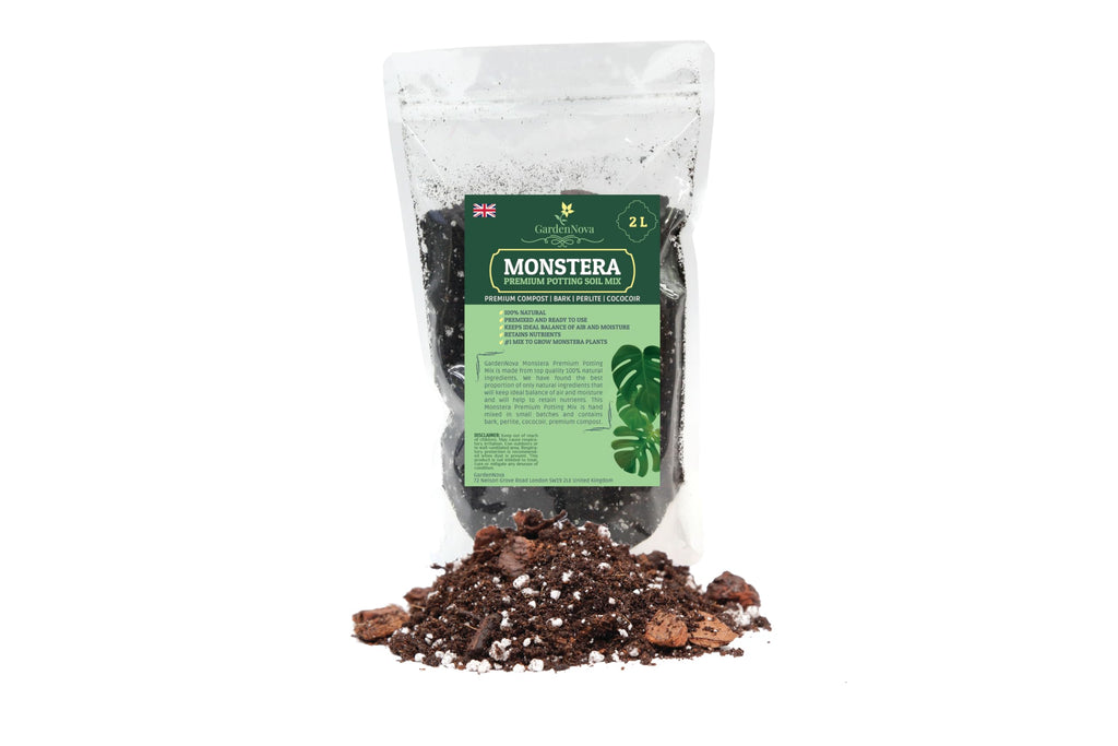 GardenNova Premium Monstera Potting Soil - Quick Drain Potting Soil for Growing and Repotting Monstera Deliciosa/Swiss Cheese Plant - 2 Liters Bag