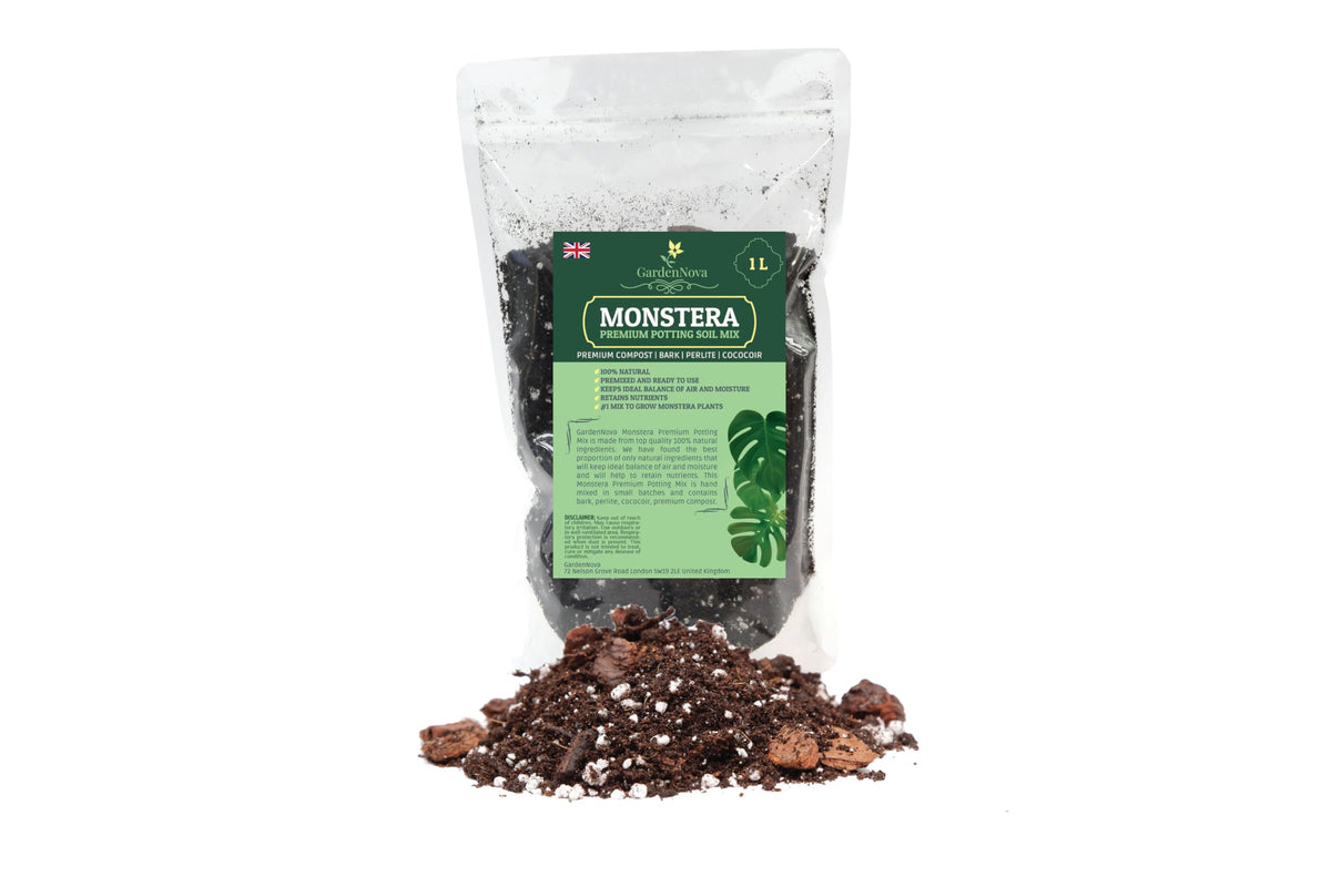 GardenNova Premium Monstera Potting Soil - Quick Drain Potting Soil for Growing and Repotting Monstera Deliciosa/Swiss Cheese Plant - 5 Liters Bag