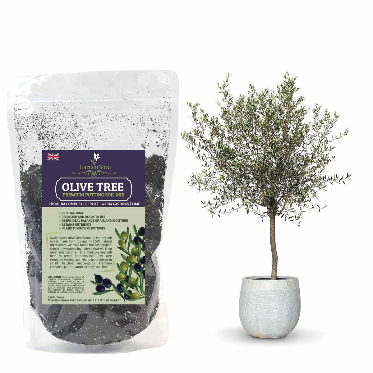 Premium Olive Tree Potting Mix - Perfect Balance of Air, Moisture, and Nutrients - 1 Liter Bag