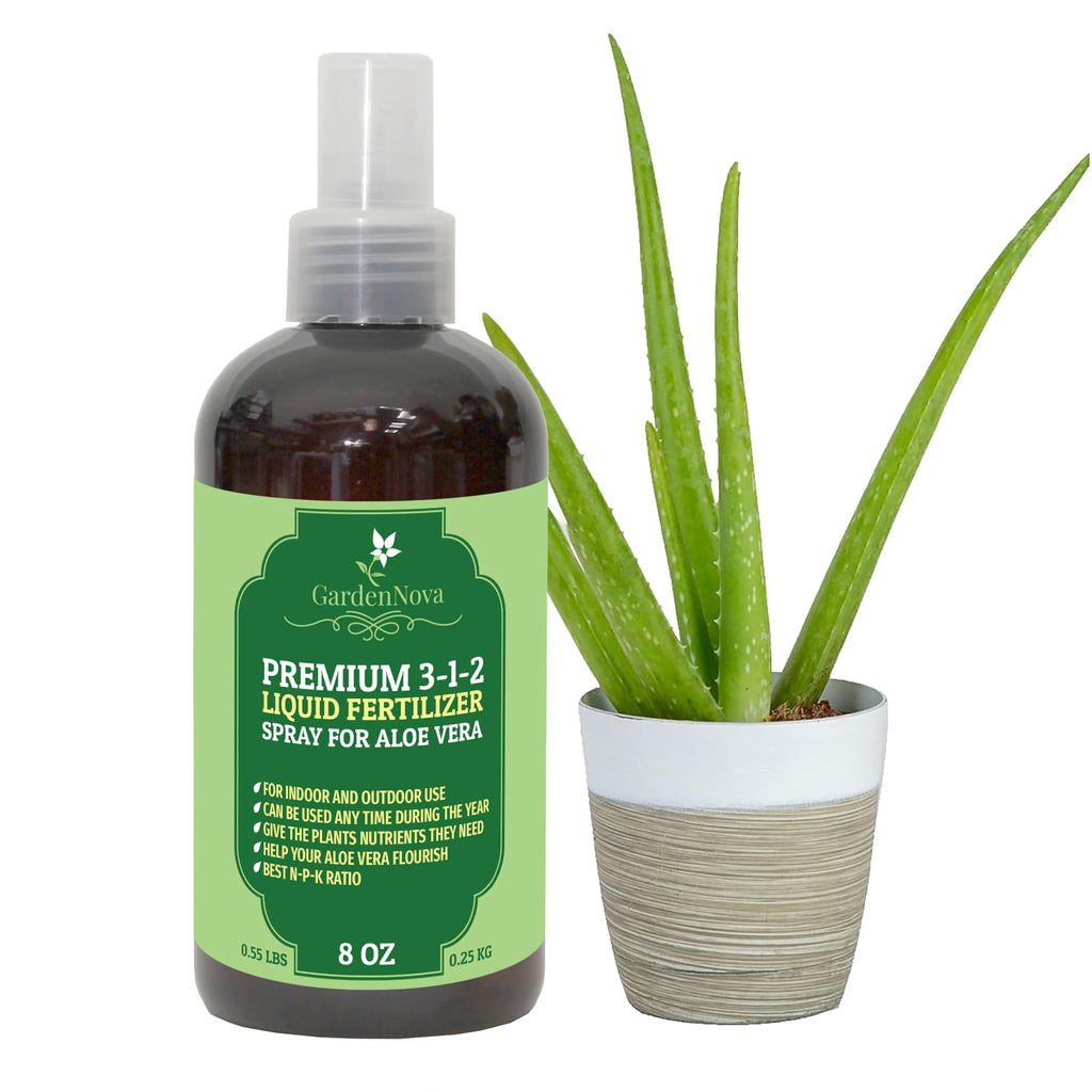 GardenNova Proffesional Aloe Vera Spray Fertilizer Mist for Home Gardening | 3-1-2 Gentle Blend Mist for Healthy Leaves & Growth | Essential Nutrients for Aloe Vera - 8oz