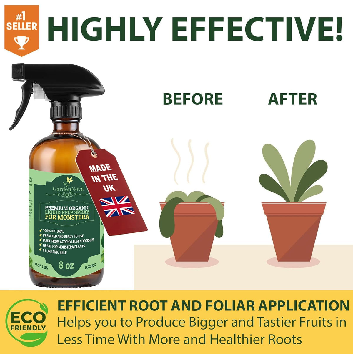 GARDENERA Professional Organic Liquid Kelp Spray for Carnivorous Plants - 8 oz - Ready-to-Use Fully Organic Seaweed & Kelp Fertilizer Mist