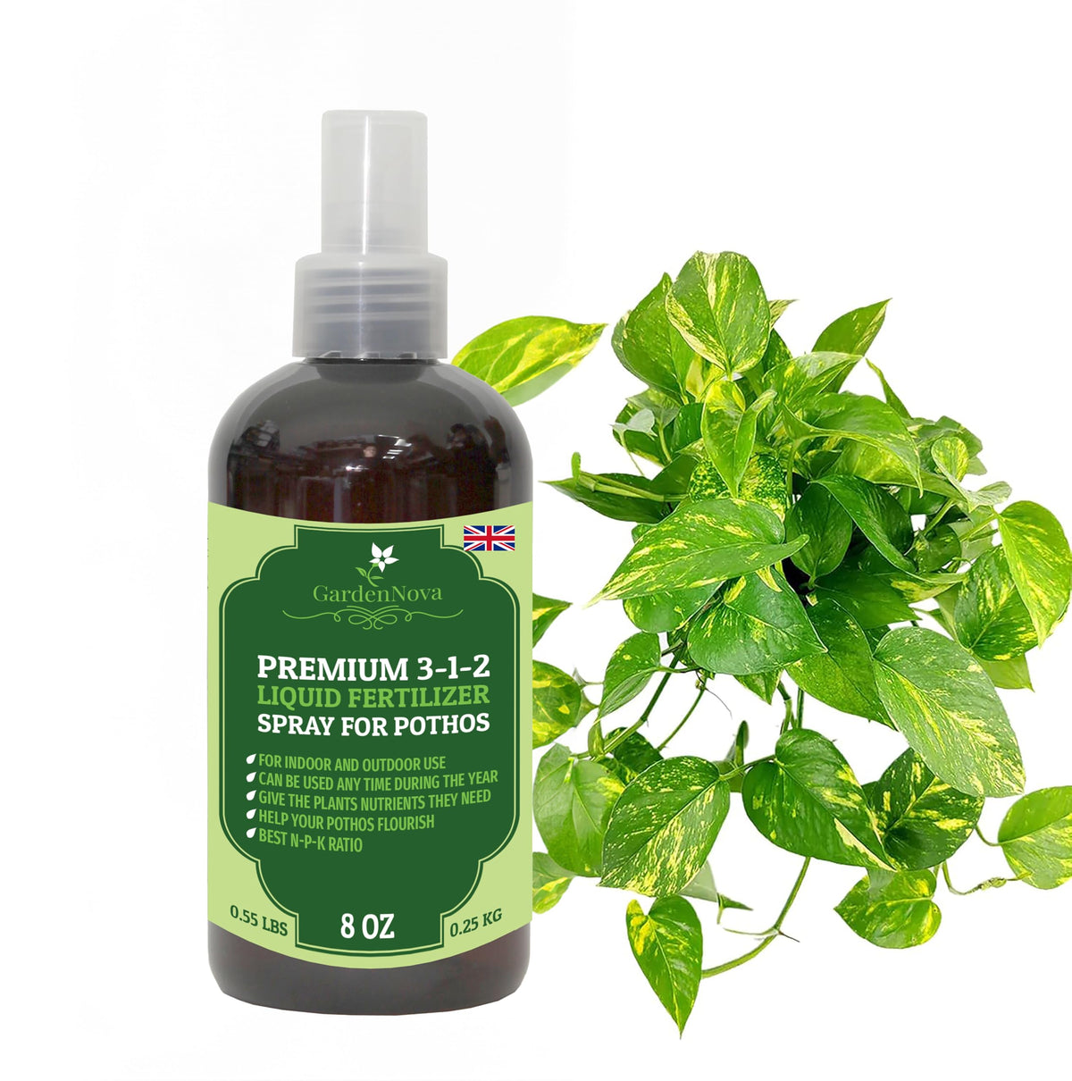 Professional POTHOS Spray Fertilizer Mist for Home Gardening | 3-1-2 Gentle Blend Mist for Healthy Leaves & Growth | Essential Nutrients for Pothos Plants - 8oz