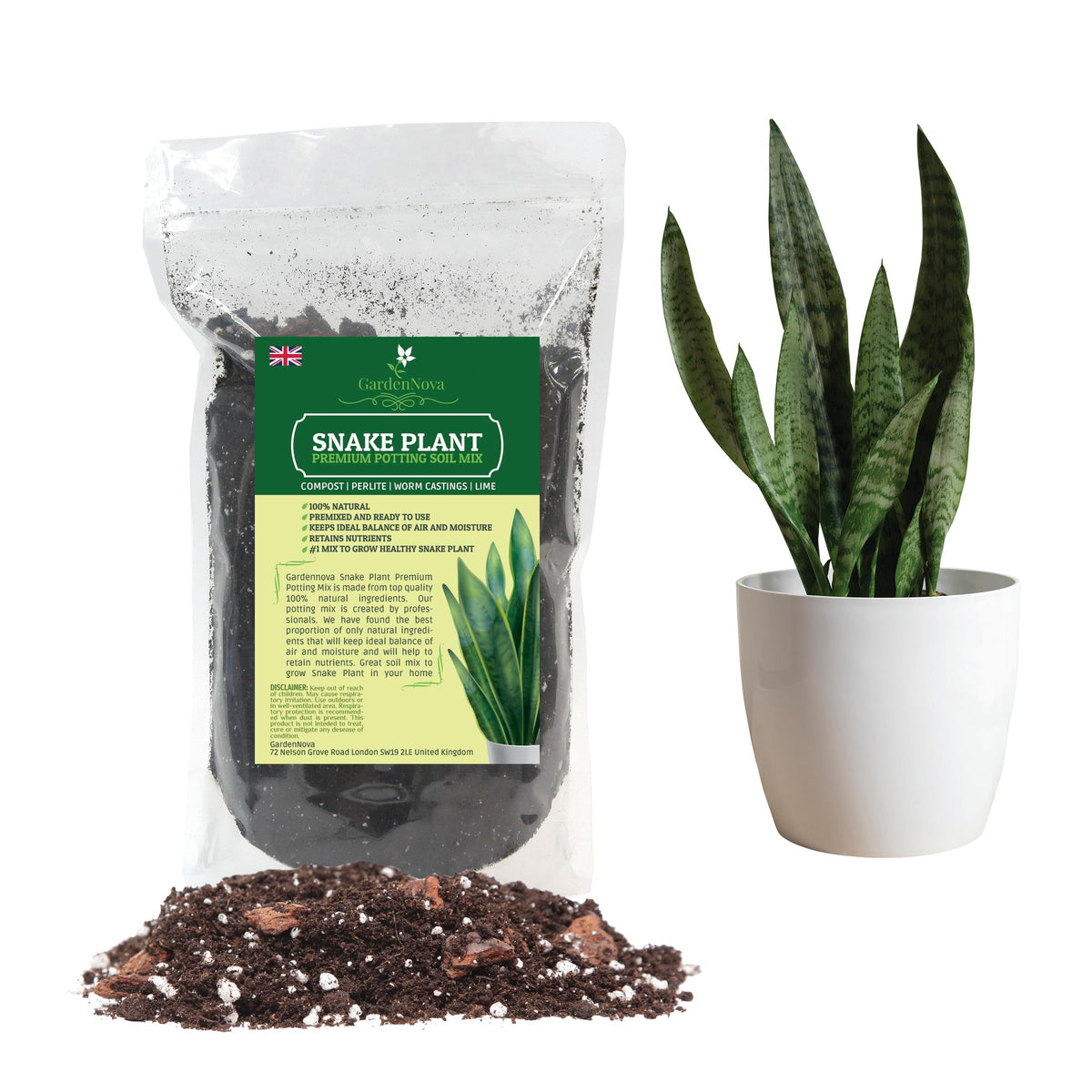 Premium Snake Plant Potting Soil Mix, Green Sansevieria Trifascatia Zeylanica Plants, Plant or Re-Pot Your Snake Plant - (4 Liters Bag)