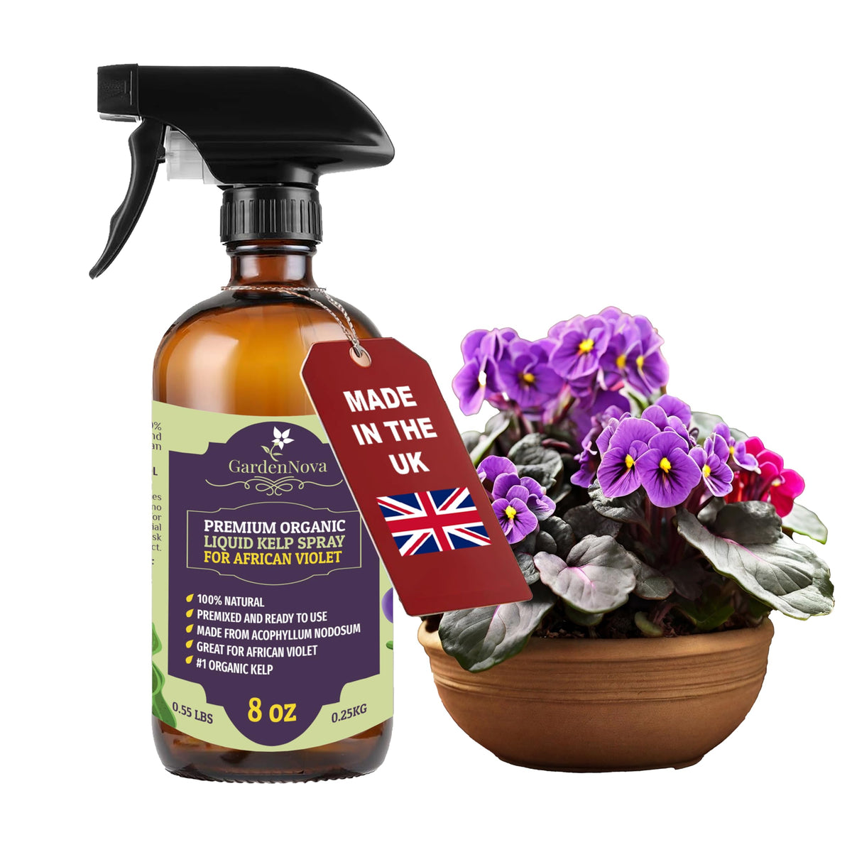 GARDENNOVA Professional Organic Liquid Kelp Spray for Bamboo Plants - 8 oz - Ready-to-Use Fully Organic Seaweed & Kelp Fertilizer Mist