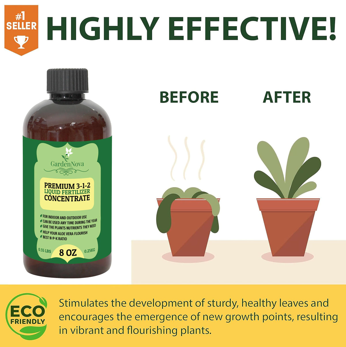 Premium Liquid AROID Plant Fertilizer - 3-1-2 Concentrate for Indoor Plants and Flowers by GardenNova | Organic Plant Food for AROIDS - 8oz