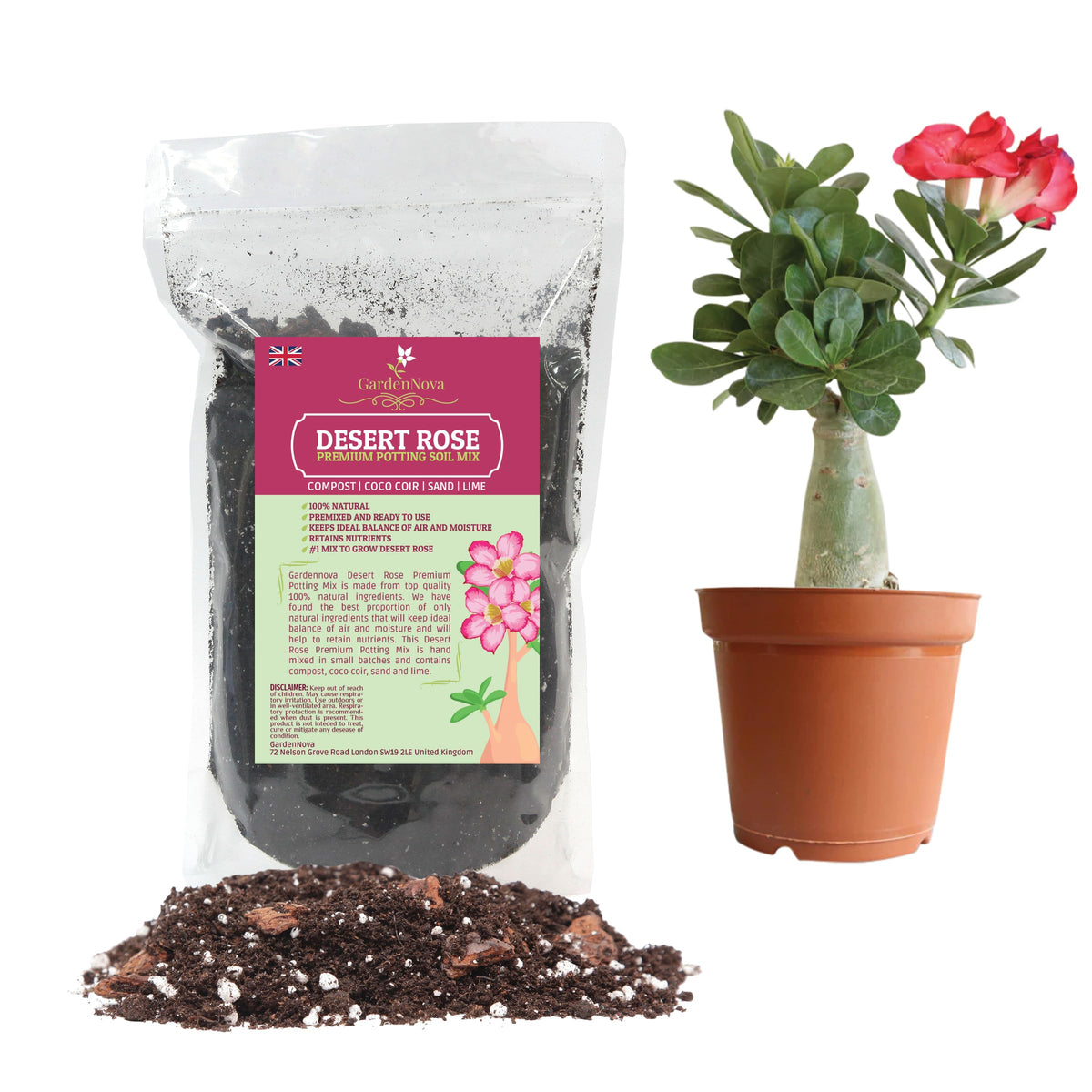 Premium Desert Rose Potting Soil - Optimal Blend for Thriving Adenium Plants - 1 LITER
