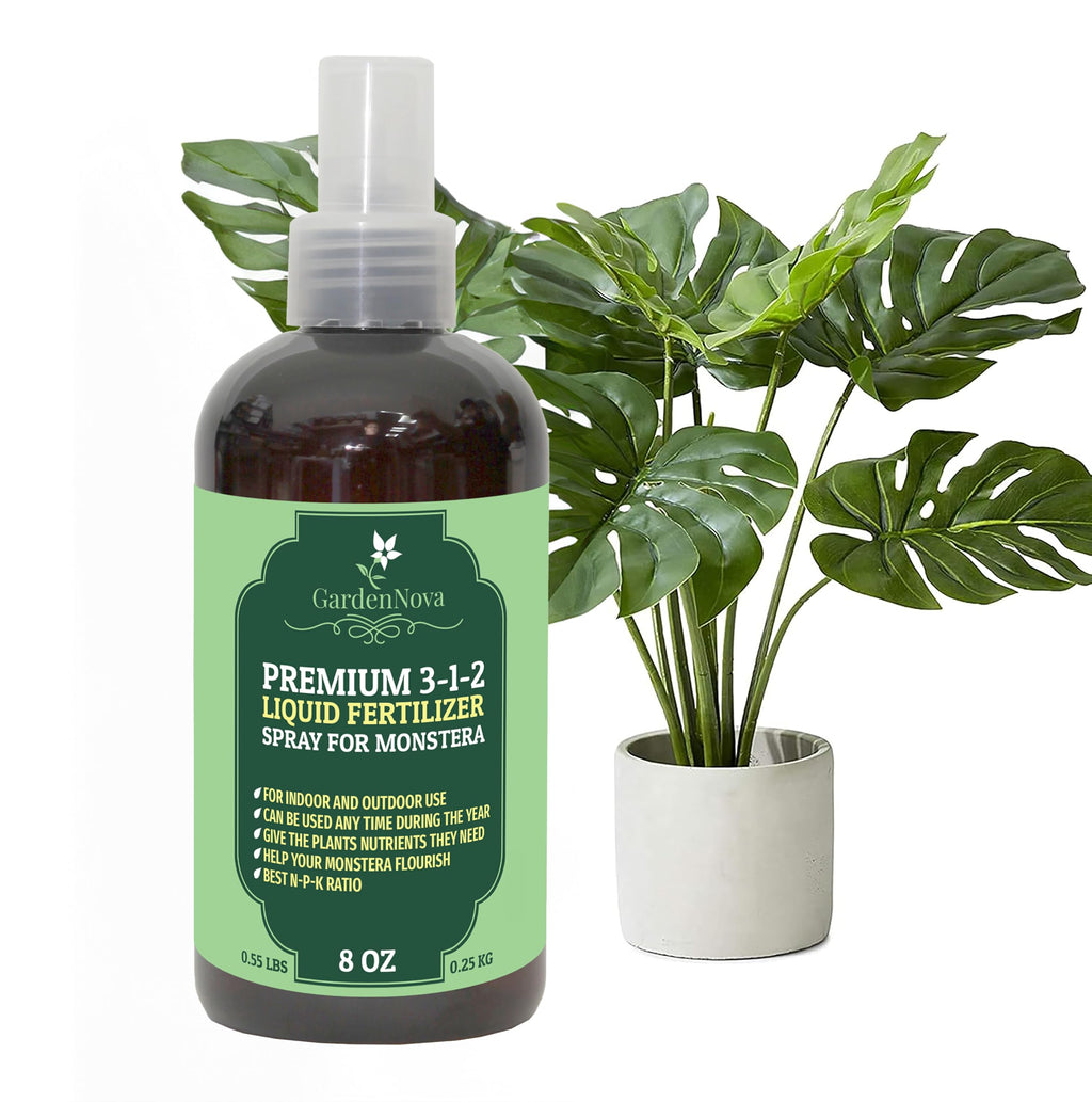 GardenNova Professional Monstera Spray Fertilizer Mist for Home Gardening | 3-1-2 Gentle Blend Mist for Healthy Leaves & Growth | Essential Nutrients for Monstera - 8oz